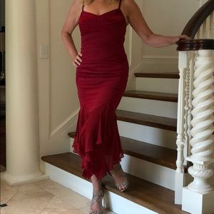 Karen Millen Red Silk Cocktail Dress Sz 6